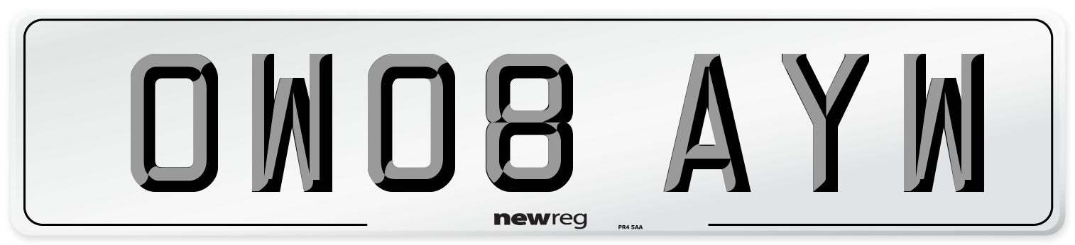 OW08 AYW Number Plate from New Reg